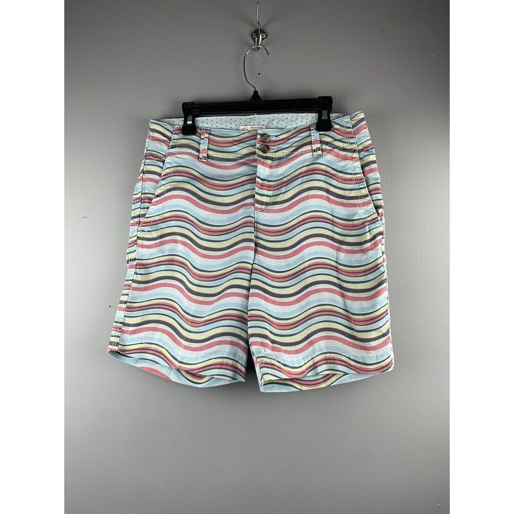 Espirit‎ Blue Shorts Womens 2 striped Chino Flat front pockets Y2K Blue